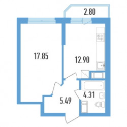 Однокомнатная квартира 41.95 м²